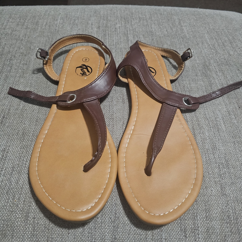 Trary Brown and Tan Sandals
